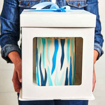 Tall Cake Box with Window 26 x 26 x 29.4cm - White